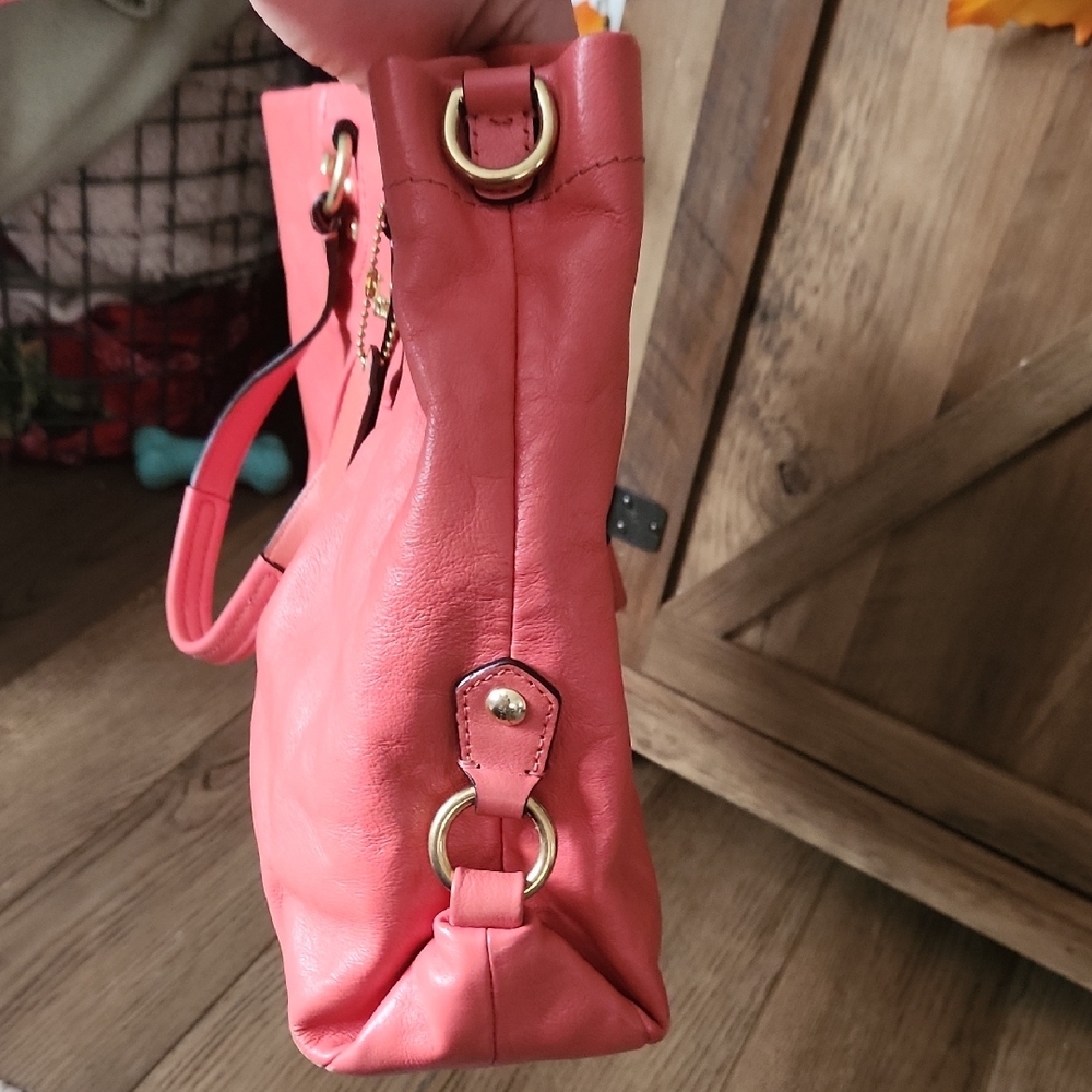 Coach Coral Leather Tote Bag - Picture 11 of 13